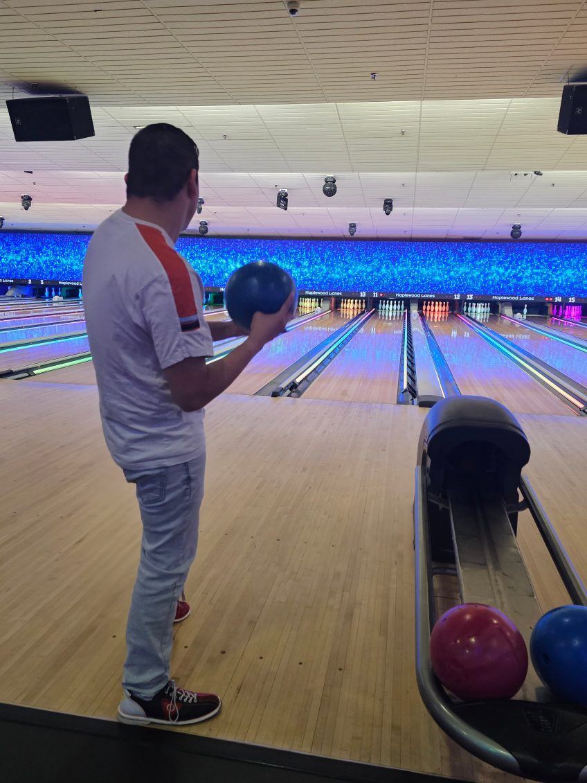 A participant bowling
